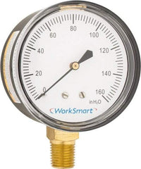 Value Collection - 2-1/2" Dial, 1/4 Thread, 0-160 Scale Range, Pressure Gauge - Lower Connection Mount, Accurate to 1.5% of Scale - Caliber Tooling