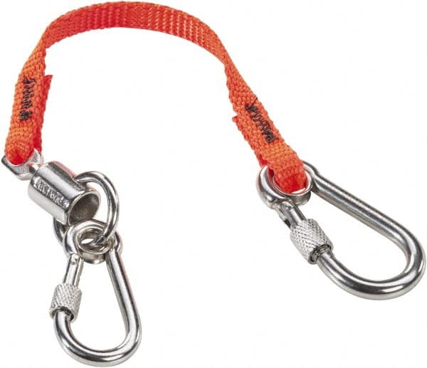 Proto - 12" Tethered Tool Lanyard - Carabiner Connection, 12" Extended Length, Orange - Caliber Tooling