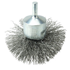 Weiler - End Brushes; Brush Diameter (Inch): 3 ; Fill Material: Steel ; Filament/Wire Diameter Range (Decimal Inch): 0.0201 and Above ; Filament/Wire Diameter (Decimal Inch): 0.0140 ; Wire Type: Crimped Wire ; Bridled: No - Exact Industrial Supply