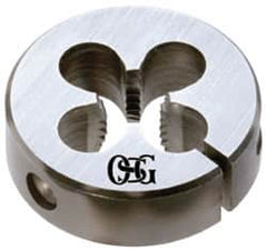 OSG - #3-56 UNF Thread, 13/16" Outside Diam High Speed Steel Round Die - 1/4" Thick, Right Hand Thread, Adjustable - Exact Industrial Supply