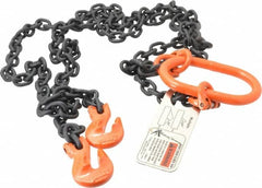 Pewag - 5' Long, 3,600 Lb Basket Capacity, 3,600 Lb Vertical Capacity, Alloy Steel Web Sling - DOG Chain Sling, 7/32" Diam Chain, Silver (Color), with Grab Hook & Master Link - Caliber Tooling