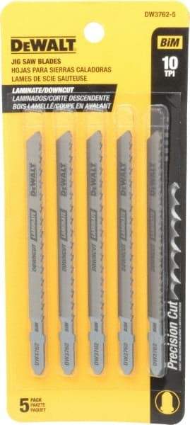 DeWALT - 4" Long, 10 Teeth per Inch, Cobalt Jig Saw Blade - Toothed Edge, 1/4" Wide x 0.06" Thick, T-Shank - Caliber Tooling