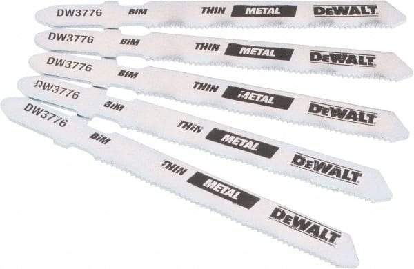 DeWALT - 3" Long, 24 Teeth per Inch, High Carbon Steel Jig Saw Blade - Toothed Edge, 0.3" Wide x 0.035" Thick, T-Shank - Caliber Tooling