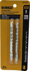 DeWALT - 4" Long, 6 Teeth per Inch, High Carbon Steel Jig Saw Blade - Toothed Edge, 1/4" Wide x 0.035" Thick, T-Shank - Caliber Tooling