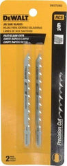 DeWALT - 4" Long, 6 Teeth per Inch, High Carbon Steel Jig Saw Blade - Toothed Edge, 1/4" Wide x 0.06" Thick, T-Shank - Caliber Tooling