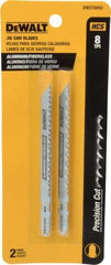 DeWALT - 4" Long, 8 Teeth per Inch, High Carbon Steel Jig Saw Blade - Toothed Edge, 1/4" Wide x 0.06" Thick, T-Shank - Caliber Tooling