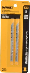 DeWALT - 4" Long, 6 Teeth per Inch, High Carbon Steel Jig Saw Blade - Toothed Edge, 1/4" Wide x 0.06" Thick, U-Shank - Caliber Tooling