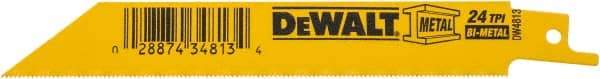 DeWALT - 6" Long, Bi-Metal Reciprocating Saw Blade - Straight Profile, 24 TPI, Toothed Edge, Universal Shank - Caliber Tooling