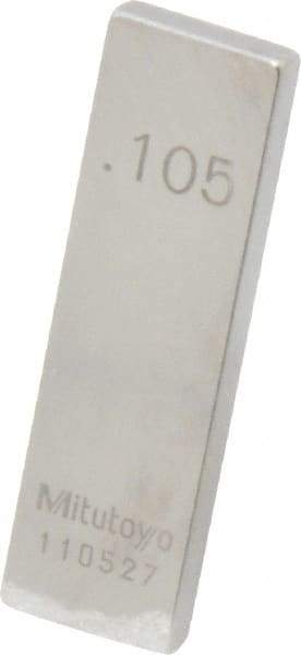 Mitutoyo - 0.105" Rectangular Steel Gage Block - Accuracy Grade 0, Includes Certificate of Inspection - Caliber Tooling