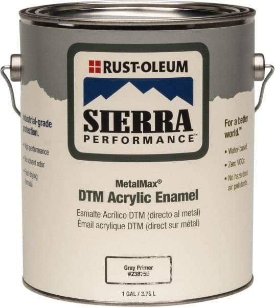 Rust-Oleum - 1 Gal Semi Gloss Gray Acrylic Enamel Primer - 180 to 545 Sq Ft/Gal, <0 gL Content, Direct to Metal, Quick Drying - Caliber Tooling