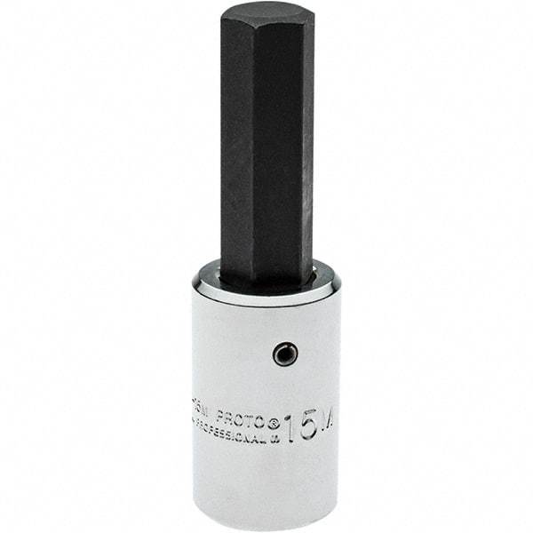 Proto - 1/2" Drive, 15mm Hex Bit Socket - 3-5/8" OAL, 1" Bit Length - Caliber Tooling