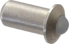 Gibraltar - 1/4" Body Length x 1/8" Body Diam, 0.4 Lb Init to 1.3 Lb Final End Force, Stainless Steel Press Fit Ball Plunger - 3/32" Ball Diam, 0.035" Max Ball Reach, 0.032" Flange Thickness - Caliber Tooling