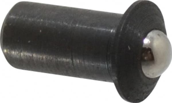 Gibraltar - 1/4" Body Length x 1/8" Body Diam, 0.75 Lb Init to 2.5 Lb Final End Force, Steel Press Fit Ball Plunger - 3/32" Ball Diam, 0.035" Max Ball Reach, 0.032" Flange Thickness - Caliber Tooling