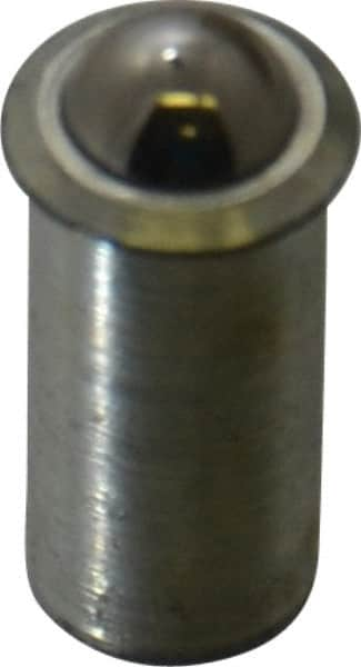 Gibraltar - 0.0643" Body Length x 5/16" Body Diam, 2 Lb Init to 5 Lb Final End Force, Steel Press Fit Ball Plunger - 1/4" Ball Diam, 0.09" Max Ball Reach, 0.045" Flange Thickness - Caliber Tooling