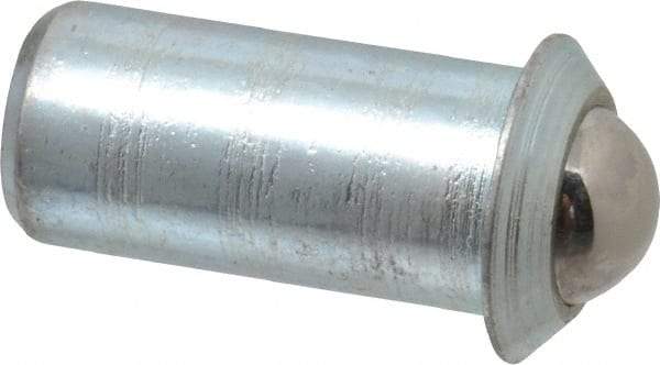 Gibraltar - 0.0786" Body Length x 3/8" Body Diam, 2.5 Lb Init to 7 Lb Final End Force, Steel Press Fit Ball Plunger - 5/16" Ball Diam, 0.11" Max Ball Reach, 0.078" Flange Thickness - Caliber Tooling