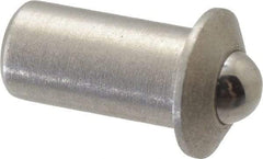 Gibraltar - 1/4" Body Length x 1/8" Body Diam, 0.75 Lb Init to 2.5 Lb Final End Force, Stainless Steel Press Fit Ball Plunger - 3/32" Ball Diam, 0.035" Max Ball Reach, 0.032" Flange Thickness - Caliber Tooling