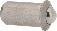 Gibraltar - 0.0471" Body Length x 1/4" Body Diam, 3 Lb Init to 7 Lb Final End Force, Stainless Steel Press Fit Ball Plunger - 3/16" Ball Diam, 0.07" Max Ball Reach, 0.045" Flange Thickness - Caliber Tooling