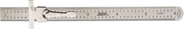 SPI - 6" Long, 1/64, 1/32", Decimal Equivalency Table Graduation, Flexible Stainless Steel Rule - 10R/D Graduation Style, 1/2" Wide, Silver, Brushed Finish - Caliber Tooling