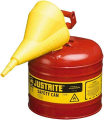 Justrite - 2 Gal Brass Type I Safety Can - 9-1/2" High, Red - Caliber Tooling