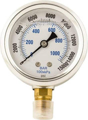 Value Collection - 0 to 15,000 Scale Range Pressure Liquid Filled Gauge - 1.5% of Scale Accuracy - Caliber Tooling