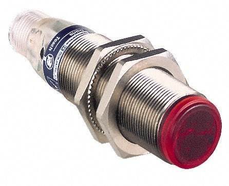 Telemecanique Sensors - 4 Pin M12 Connector, 30m Nominal Distance, Shock and Vibration Resistant, Through Beam Photoelectric Sensor - 12 to 24 VDC, 250 Hz, Brass, 76mm Long x 18mm Wide x 7 Inch High - Caliber Tooling