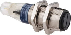 Telemecanique Sensors - 4 Pin M12 Connector, 4m Nominal Distance, Shock and Vibration Resistant, Retroreflective Photoelectric Sensor - 12 to 24 VDC, 500 Hz, Nickel Plated Brass, 2.36 Inch Long x 0.71 Inch Wide - Caliber Tooling