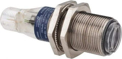 Telemecanique Sensors - 4 Pin M12 Connector, 0.1m Nominal Distance, Shock and Vibration Resistant, Diffused Photoelectric Sensor - 12 to 24 VDC, 500 Hz, Nickel Plated Brass, 2.36 Inch Long x 0.71 Inch Wide - Caliber Tooling