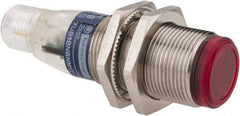 Telemecanique Sensors - 4 Pin M12 Connector, 2m Nominal Distance, Shock and Vibration Resistant, Polarized Retroreflective Photoelectric Sensor - 12 to 24 VDC, 500 Hz, Nickel Plated Brass, 2.44 Inch Long x 0.71 Inch Wide - Caliber Tooling