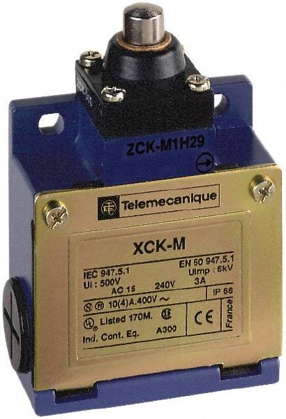 Telemecanique Sensors - SPDT, NC/NO, 240 VAC, 250 VDC, Screw Terminal, End Plunger Actuator, General Purpose Limit Switch - 1, 2, 4, 6, 12, 13, 6P NEMA Rating, IP66 IPR Rating - Caliber Tooling