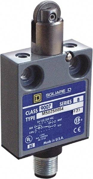 Square D - SPDT, NC/NO, 240 VAC, Prewired Terminal, Roller Plunger Actuator, General Purpose Limit Switch - 1, 2, 4, 6, 6P NEMA Rating, IP67 IPR Rating, 80 Ounce Operating Force - Caliber Tooling