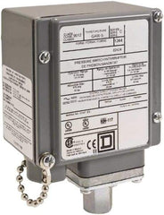 Square D - 4, 13 and 4X NEMA Rated, SPDT, 0.2 to 10 psi, Electromechanical Pressure and Level Switch - Fixed Pressure, 120 VAC at 6 Amp, 125 VDC at 0.22 Amp, 240 VAC at 3 Amp, 250 VDC at 0.27 Amp, 0.44 Inch Connector, Screw Terminal, For Use with 9012G - Caliber Tooling