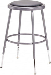 NPS - 18 Inch High, Stationary Adjustable Height Stool - 16 Inch Deep x 16 Inch Wide, Vinyl Seat, Grey - Caliber Tooling