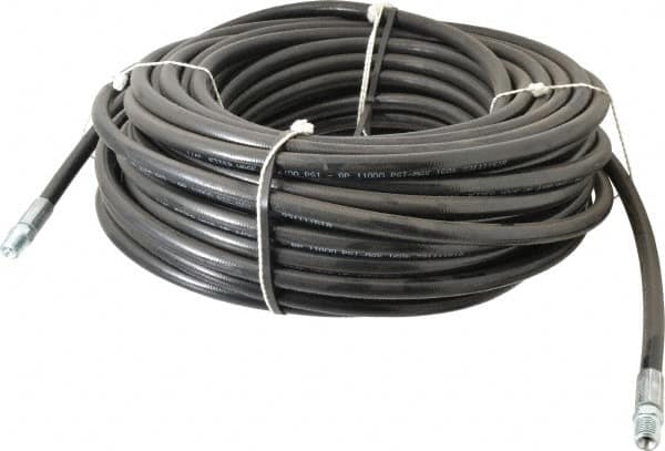 Value Collection - 1/4" ID x 1/2" OD, 4,400 Working psi, Black Thermoplastic Polyurethane Sewer Hose - 100' Long, -40 to 160°F - Caliber Tooling