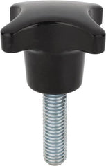 Morton Machine Works - 25mm Head Diam, 4 Point 4 Prong Knob - M5 Stem, Glass Fiber Reinforced Plastic, Black - Caliber Tooling