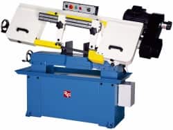 Rong Fu - 5 x 16" Max Capacity, Manual Variable Speed Pulley Horizontal Bandsaw - 95 to 402 SFPM Blade Speed, 110 Volts, 45°, 1.5 hp, 1 Phase - Caliber Tooling