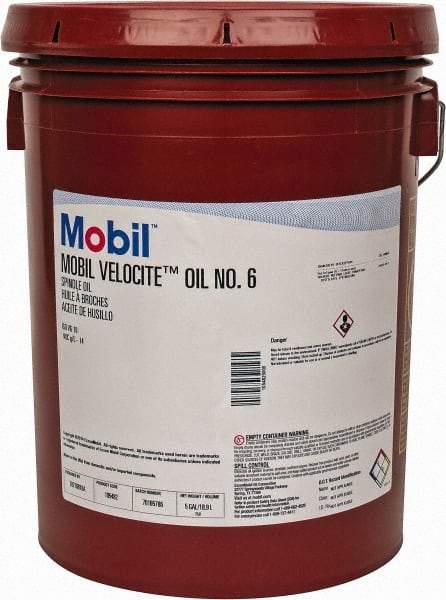 Mobil - 5 Gal Pail Mineral Spindle Oil - ISO 10, 10 cSt at 40°C & 2.62 cSt at 100°C - Caliber Tooling