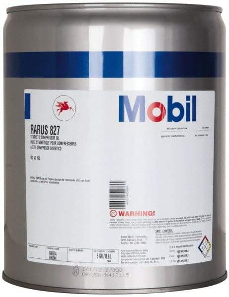 Mobil - 5 Gal Pail, ISO 100, SAE 30, Air Compressor Oil - -20°F to 400°, 10.12 Viscosity (cSt) at 100°C, 107.5 Viscosity (cSt) at 40°C - Caliber Tooling