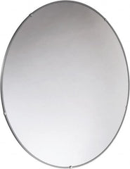 PRO-SAFE - Indoor Round Convex Safety, Traffic & Inspection Mirrors - Acrylic Lens, Laminated Hardboard Backing, 36" Diam x 2-3/8" High, 38' Max Covered Distance - Caliber Tooling