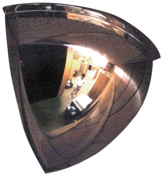 PRO-SAFE - Indoor & Outdoor Quarter Dome Dome Safety, Traffic & Inspection Mirrors - Acrylic Lens, 26" Diam x 10-5/8" High, 22' Max Covered Distance - Caliber Tooling