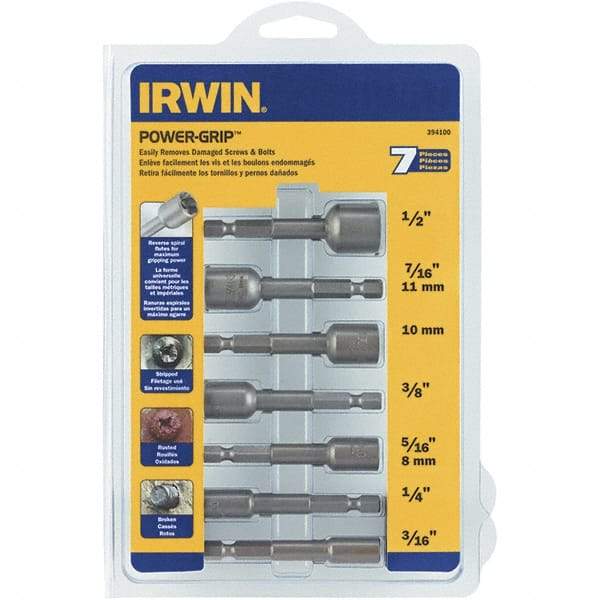 Irwin - 7 Piece Screw & Nut Extractor Set - 1/2 to 3/16 Size Range - Caliber Tooling