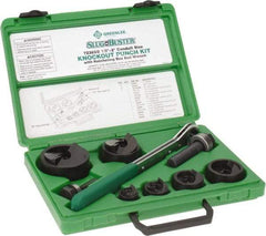 Greenlee - 16 Piece, 2" Punch Hole Diam, Manual Knockout Set - Round Punch, 10 Gage Mild Steel - Caliber Tooling