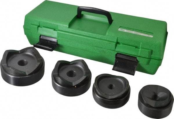 Greenlee - 9 Piece, 4" Punch Hole Diam, Hydraulic Standard Punch Kit - Round Punch, 10 Gage Mild Steel - Caliber Tooling