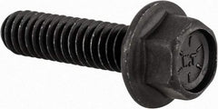 Value Collection - 1/4-20 UNC, 1" Length Under Head, Hex Drive Flange Bolt - 1" Thread Length, Grade 8 Alloy Steel, Smooth Flange, Phosphate & Oil Finish - Caliber Tooling