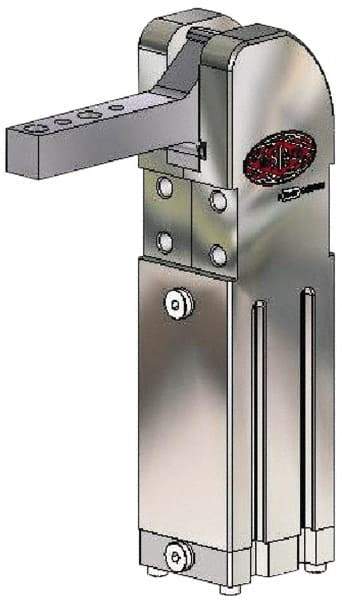 De-Sta-Co - 221 Lb Inner Hold Capacity, Vert Mount, Air Power Hold-Down Toggle Clamp - M5 Port, 90° Bar Opening, 104mm Height Under Bar - Caliber Tooling