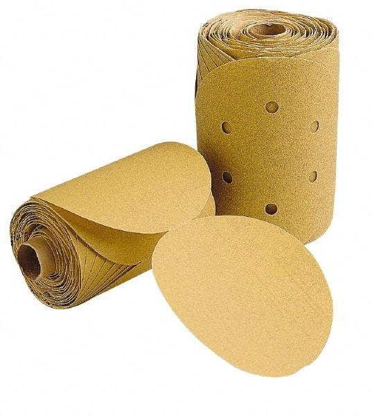 3M - 5" Diam, 120 Grit FEPA, Aluminum Oxide Adhesive PSA Disc - Fine Grade, Gold, F Weighted Backing, Flexible, Use with Random Orbital Sanders - Caliber Tooling