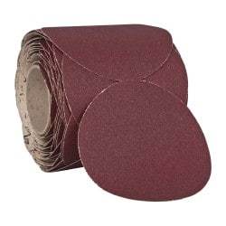 3M - 6" Diam, 60 Grit Ceramic Adhesive PSA Disc - Medium Grade, Red, F Weighted Backing, Flexible, Use with Random Orbital Sanders - Caliber Tooling