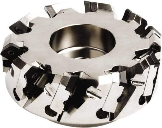 Seco - 216mm Cut Diam, 60mm Arbor Hole, 7.5mm Max Depth of Cut, 45° Indexable Chamfer & Angle Face Mill - 12 Inserts, SE.. 1505 Insert, Right Hand Cut, 12 Flutes, Series QuattroMill - Caliber Tooling