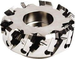 Seco - 141mm Cut Diam, 40mm Arbor Hole, 7.5mm Max Depth of Cut, 45° Indexable Chamfer & Angle Face Mill - 8 Inserts, SE.. 1505 Insert, Right Hand Cut, 8 Flutes, Series QuattroMill - Caliber Tooling