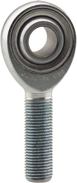 Made in USA - 1" ID, 2.95" Max OD, 107,182 Lb Max Static Cap, Plain Male Spherical Rod End - 1-14 LH, 2-1/2" Shank Length, Alloy Steel with Steel Raceway - Caliber Tooling