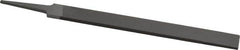 Grobet - 8" Standard Precision Swiss Pattern Hand File - Double Cut, 29/32" Width Diam x 3/16" Thick, With Tang - Caliber Tooling